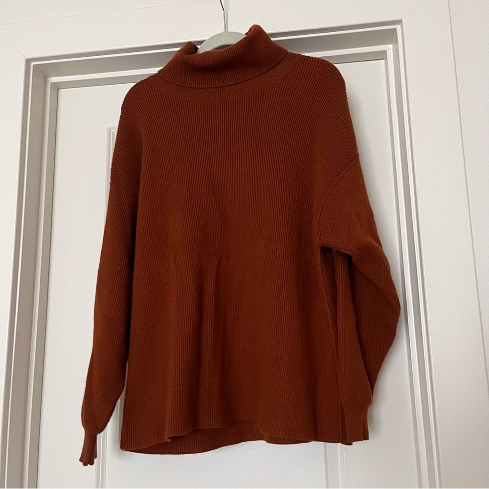 Free People Turtleneck Sweater in Rust Color